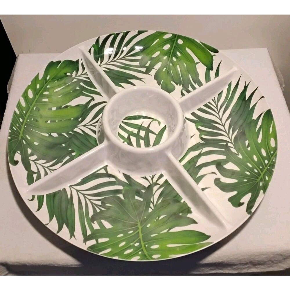 Tommy Bahama Round Tropical Melamine 5 Slot Serving Platter Excellent - Picture 2 of 8